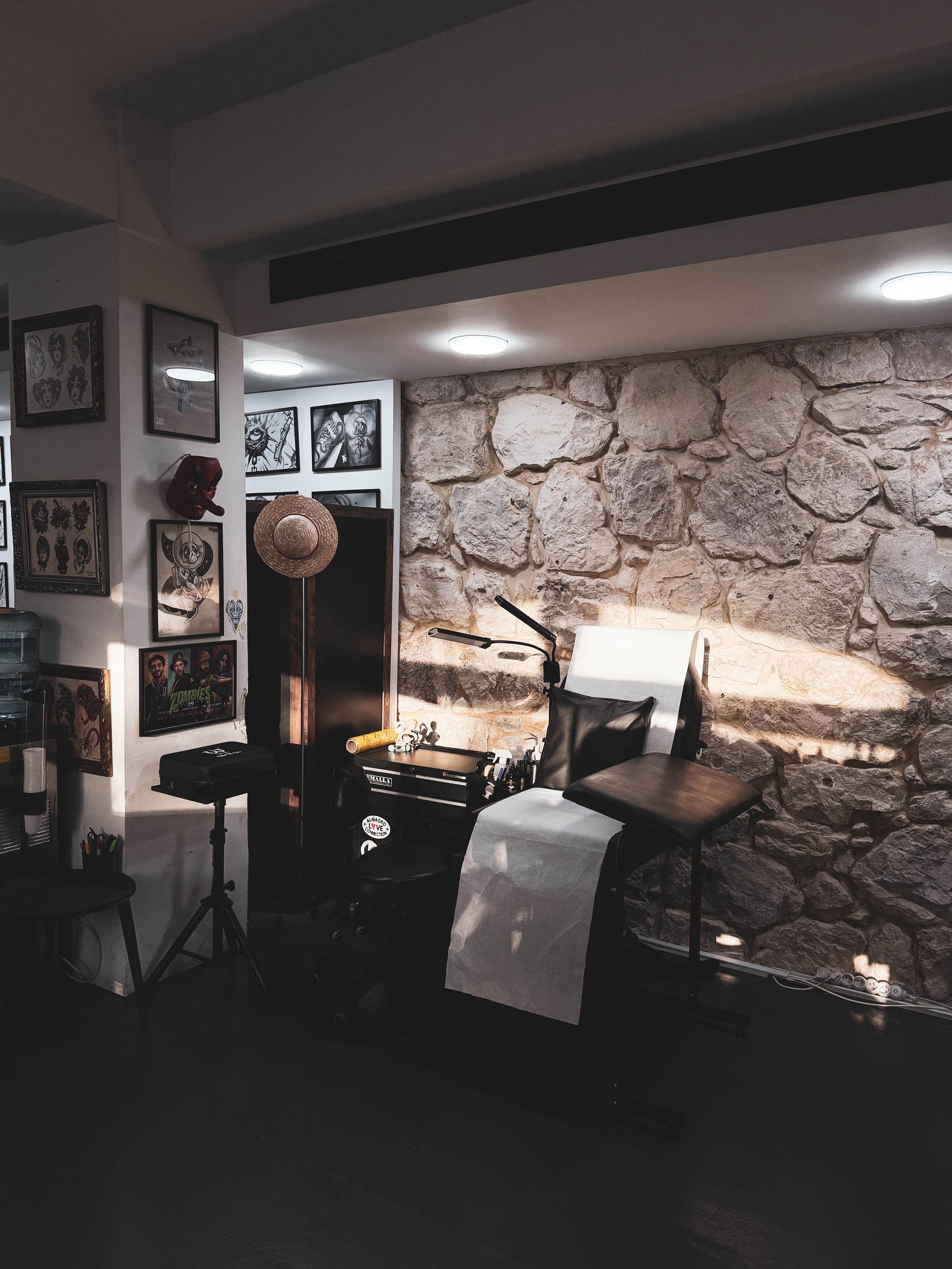 Dark Matter stone walls and tattoo station